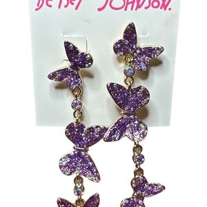 Betsey Johnson Purple Butterfly Earrings